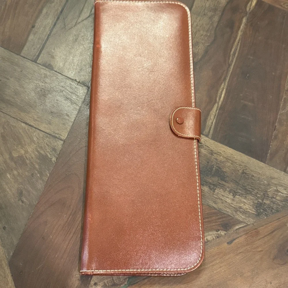 Genuine Leather Tie Travel Storage Case Zip‎ Hanging VTG Retro Organizer Necktie